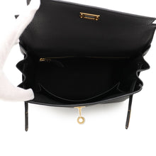 将图像加载到图库查看器中,HERMES Kelly Retourne Black Togo Leather Size 25