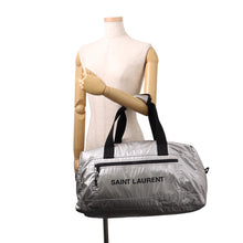 Load image into Gallery viewer, SAINT LAURENT PARIS Nook's Duffle 2-way Travel Bag Silver/Black581374 Nylon Canvas