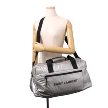 Load image into Gallery viewer, SAINT LAURENT PARIS Nook's Duffle 2-way Travel Bag Silver/Black581374 Nylon Canvas