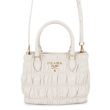 将图像加载到图库查看器中,PRADA Gathered 2WAY Handbag White1BA172 Leather