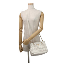 将图像加载到图库查看器中,PRADA Gathered 2WAY Handbag White1BA172 Leather