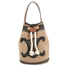 将图像加载到图库查看器中,CELINE Teen Drawstring Triomphe Handbag Beige/Black/Tan196532 Canvas Leather