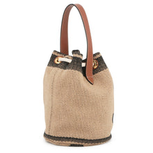 将图像加载到图库查看器中,CELINE Teen Drawstring Triomphe Handbag Beige/Black/Tan196532 Canvas Leather
