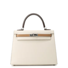 将图像加载到图库查看器中,HERMES Kelly Sellier tricolor Nata/Chai/Gris Meyer Epsom Size 25