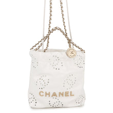 Load image into Gallery viewer, CHANEL CHANEL 22 Perforated 2-Way Handbag WhiteAS3980 Shiny Calf Leather Size Mini