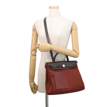 将图像加载到图库查看器中,HERMES Herbag Zip Tournée Pocket Ebene/Rouge H Vache Hunter Leather Toile H Size PM