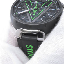 Load image into Gallery viewer, LOUIS VUITTON Tambour Chronograph Damier Graphite Lace W46mm Stainless Steel Rubber Black DialQA130