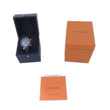 Load image into Gallery viewer, LOUIS VUITTON Tambour Chronograph Damier Graphite Lace W46mm Stainless Steel Rubber Black DialQA130