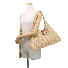 Load image into Gallery viewer, CELINE Cabas Triomphe Triangle Basket Bag Brown119772GP4.02NT Raffia Leather