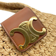 Load image into Gallery viewer, CELINE Cabas Triomphe Triangle Basket Bag Brown119772GP4.02NT Raffia Leather