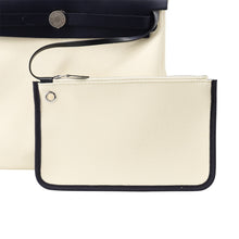 Load image into Gallery viewer, HERMES Herbag zip White/Blue Saphir Toile Military Vache Hunter Leather Size PM