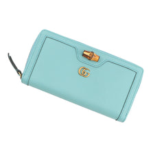 将图像加载到图库查看器中,GUCCI Bamboo Diana Zip Around Long Wallet Turquoise658634 Leather