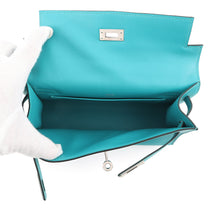将图像加载到图库查看器中,HERMES PochetteKelly Blue Paon Swift Leather