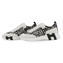 Load image into Gallery viewer, HERMES Sneakers bouncing White/Black241201Z Silk Tressée Amplime Size 37