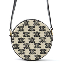将图像加载到图库查看器中,CELINE Triomphe Round Purse Shoulder Bag Black/Ivory10G812CR1.38NO Canvas Leather