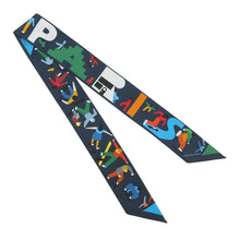 将图像加载到图库查看器中,HERMES Twilly Figures Libres Marine/Vert/Multicolor Silk100%
