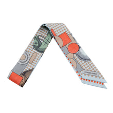 将图像加载到图库查看器中,HERMES Twilly Cavalier en Formes Blue Pearl/Corail/Gray Silk100%