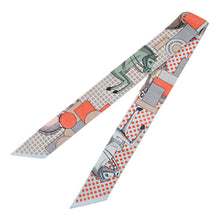 将图像加载到图库查看器中,HERMES Twilly Cavalier en Formes Blue Pearl/Corail/Gray Silk100%