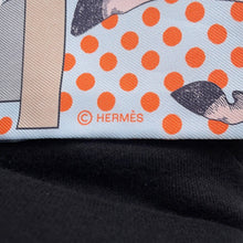 将图像加载到图库查看器中,HERMES Twilly Cavalier en Formes Blue Pearl/Corail/Gray Silk100%