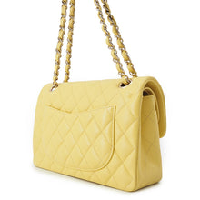 将图像加载到图库查看器中,CHANEL Matelasse W Flap ChainShoulder Bag YellowA01113 Caviar Leather Size 23