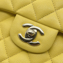 将图像加载到图库查看器中,CHANEL Matelasse W Flap ChainShoulder Bag YellowA01113 Caviar Leather Size 23