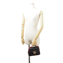 Load image into Gallery viewer, GUCCI GG Marmont Mini Top Handle Bag Black/Red583571 Leather