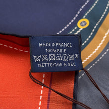 将图像加载到图库查看器中,HERMES Carre Double Face Taps de Selle Size 90 Vert/Marine/Orange Silk100%