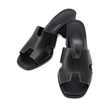 Load image into Gallery viewer, HERMES Sandals area Black232099Z Calf Leather Size 38