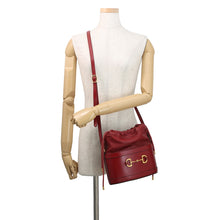 将图像加载到图库查看器中,GUCCI Horsebit1955 Drawstring Bag Shoulder Bag Red602118 000926 Leather