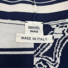 Load image into Gallery viewer, HERMES EN DESORDRE FINESSE BRIDE DE GALA Cardigan Size 40 White/Navy4E2727D6 Silk95% Nylon4% Polyurethane1%