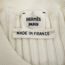 Load image into Gallery viewer, HERMES Long-sleeved cardigan with ruffle detail Size 40 Blanc Naturel6E2738DI Silk50% Cotton38% Nylon9% Elastine3%