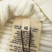Load image into Gallery viewer, HERMES Long-sleeved cardigan with ruffle detail Size 40 Blanc Naturel6E2738DI Silk50% Cotton38% Nylon9% Elastine3%