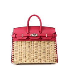 Load image into Gallery viewer, HERMES Birkin Picnic Framboise Swift Leather Rattan Size 25