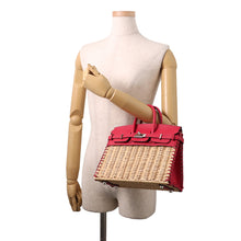 Load image into Gallery viewer, HERMES Birkin Picnic Framboise Swift Leather Rattan Size 25