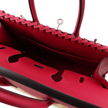Load image into Gallery viewer, HERMES Birkin Picnic Framboise Swift Leather Rattan Size 25