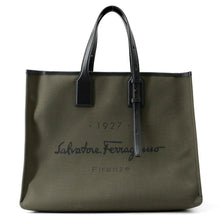 Load image into Gallery viewer, Ferragamo Tote Bag Khaki/Black240842 760250 Canvas Leather