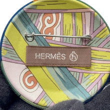 将图像加载到图库查看器中,HERMES Petit H Brooch Blue VertTurquoise Silk