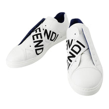 将图像加载到图库查看器中,FENDI FF logo sneakers with white cross band White/Black7E1198 Leather Size 10