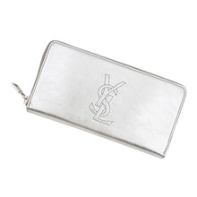 将图像加载到图库查看器中,SAINT LAURENT PARIS Logo Zip Around Long Wallet Cloth Silver352904 Leather