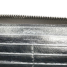 将图像加载到图库查看器中,SAINT LAURENT PARIS Logo Zip Around Long Wallet Cloth Silver352904 Leather