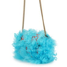 Load image into Gallery viewer, GUCCI GG Marmont ChainShoulder Light Blue/Orange476433 Fur Embroidery
