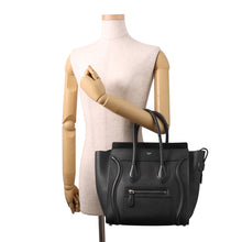 Load image into Gallery viewer, CELINE Luggage Shopper Tote Black189793 Leather Size micro