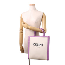 Load image into Gallery viewer, CELINE Vertical Cabas Natural/Purple192082 Canvas Leather Size Small