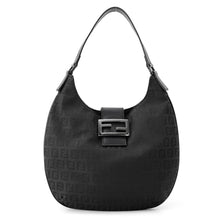 Load image into Gallery viewer, FENDI Zucchino One Shoulder Bag Black Canvas Leather