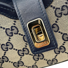 Load image into Gallery viewer, GUCCI GG Canvas Moonside Mini Shoulder Bag Navy/Beige786015 GG Canvas Leather Size Mini