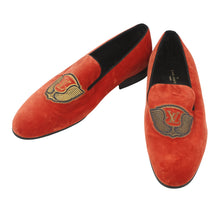 Load image into Gallery viewer, LOUIS VUITTON Opera shoes Orange Velour Size 7 1/2