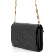 将图像加载到图库查看器中,GUCCI GG Marmont Chain wallet Black474575 Leather