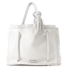 Load image into Gallery viewer, Valentino Garavani Fringe Tote Bag White Leather
