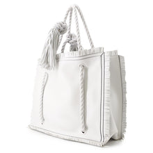 Load image into Gallery viewer, Valentino Garavani Fringe Tote Bag White Leather