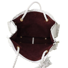 Load image into Gallery viewer, Valentino Garavani Fringe Tote Bag White Leather